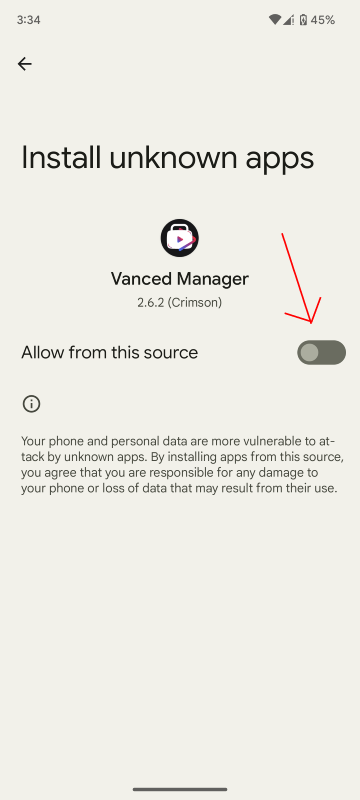 Allow installing apps from unknown sources